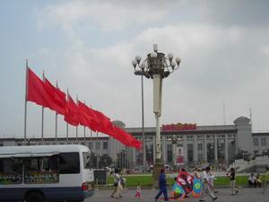 red flags on tiananmen square