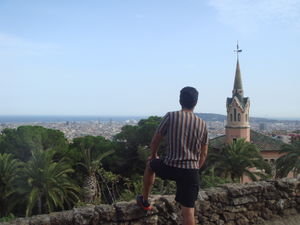 Gaudí park with view of Barcelona