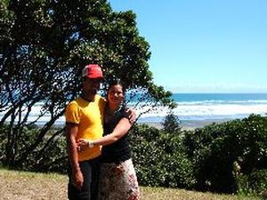 Sam and Kirsty in Piha