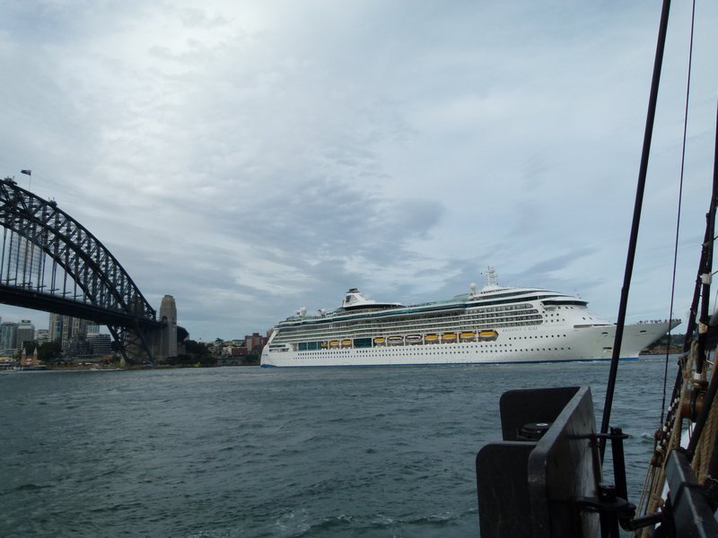 The cruise ship leaving the harbour