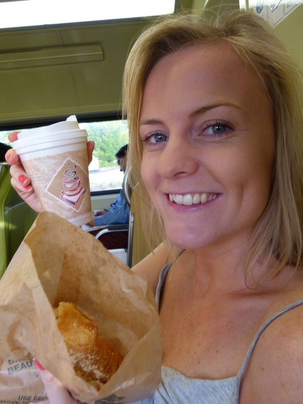 Happy Jo - with Coffee and an Almond Croissant