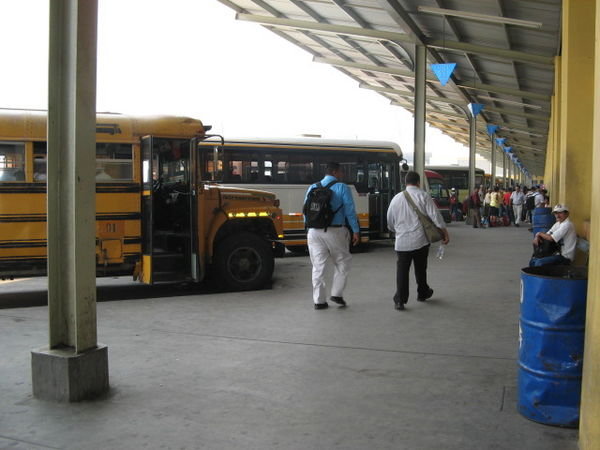 Busses waiting to go from the Bus Station