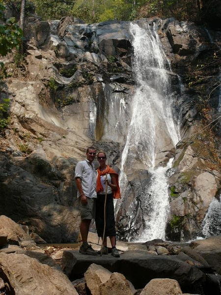 Jungle trekking to a waterfall.