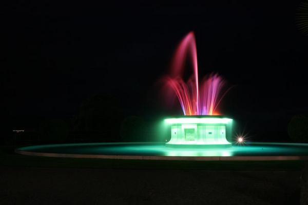 Napier's fountain @ night.