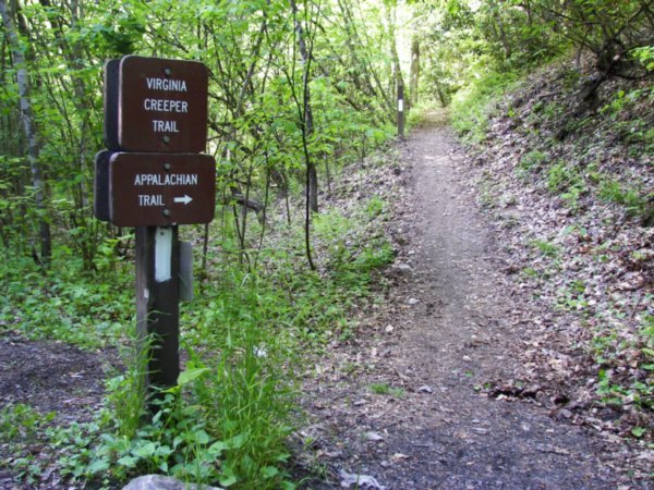 Where the Appalachian Trail crosses the Virginia Creeper Trail