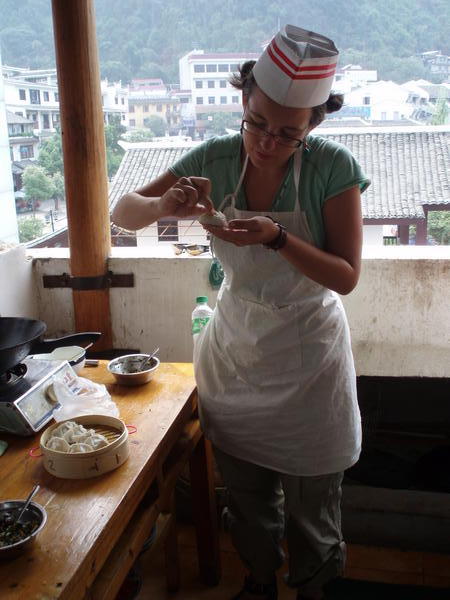Louise making dumplings