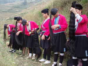 Zhuang ladies letting down their hair
