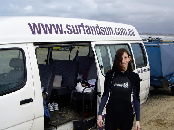 Laura and our minibus