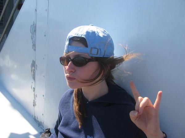 Kate on the catamaran 