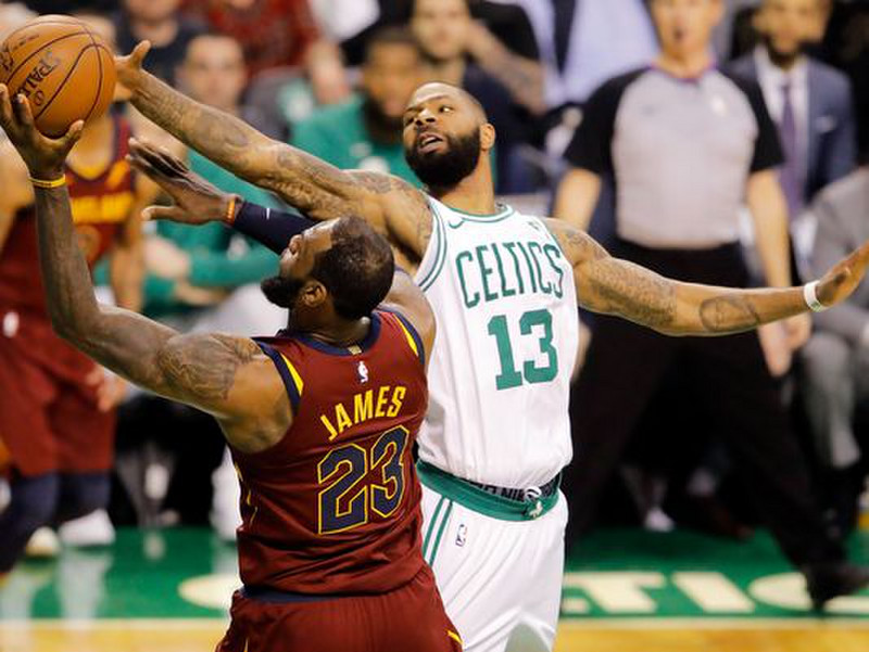 Celtics Forward Marcus Morris Defending LeBron James