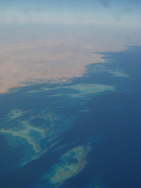 Red Sea Coral Reefs and the Resort Town of Hurghada