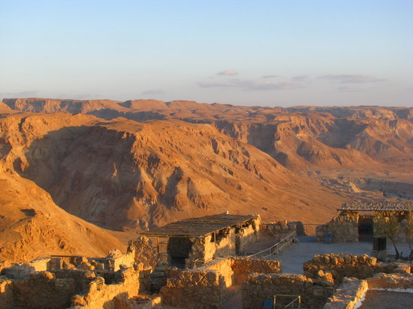 Desert Landscape and Masada Ruins 