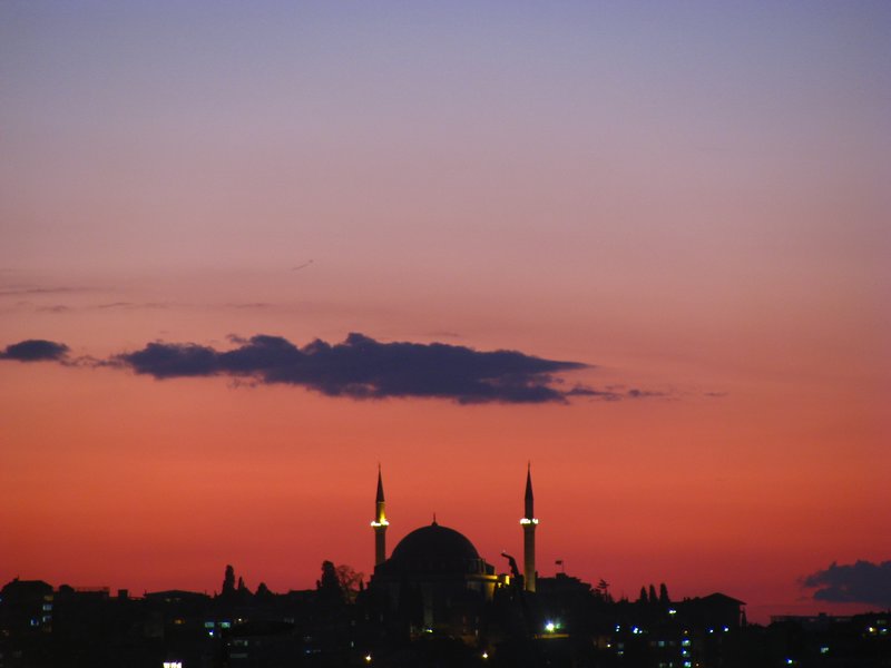 Possibly Eyüp Sultan Mosque at Sunset
