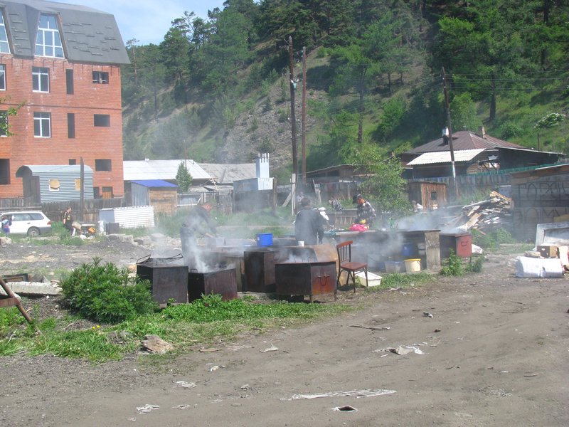 Smoking Omul in Listvyanka