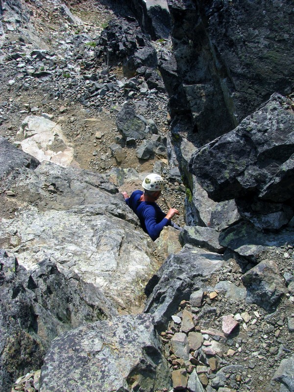 Lonny Descending the Crux Move Of the Climb