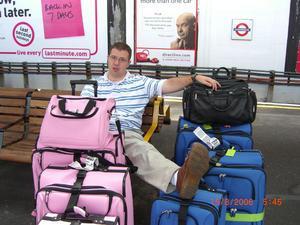 Seth with Luggage at Tube Station