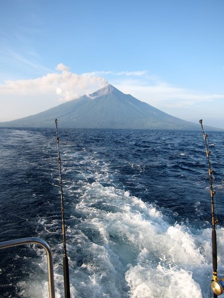 Fishing off the volcano