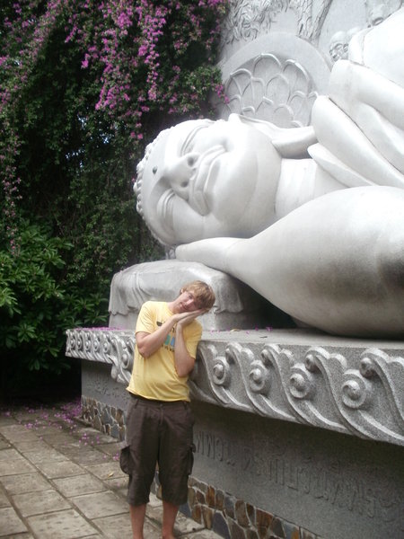 Michael doing a brilliant impression of Sleeping Buddha!