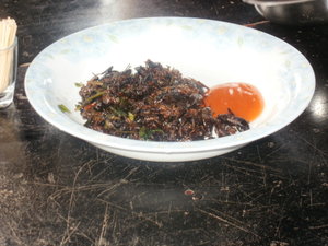 Crickets and chilli sauce