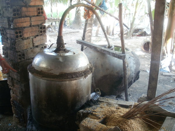 Cooking up the rice wine!