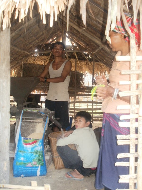 Inside a hut in the village