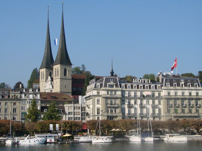 View of Lucerne Old Town on Lake Lucerne
