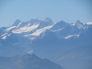 View of Swiss Alps from top of Mt. Pilatus