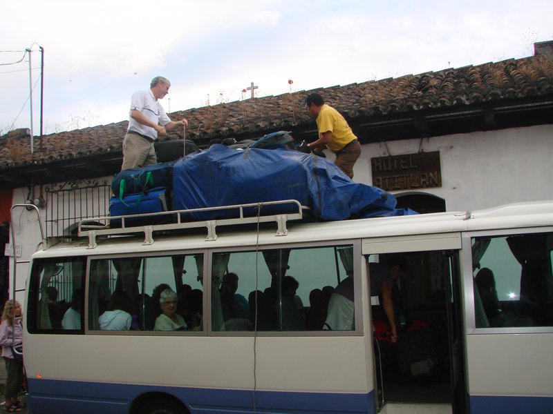 Bus being loaded