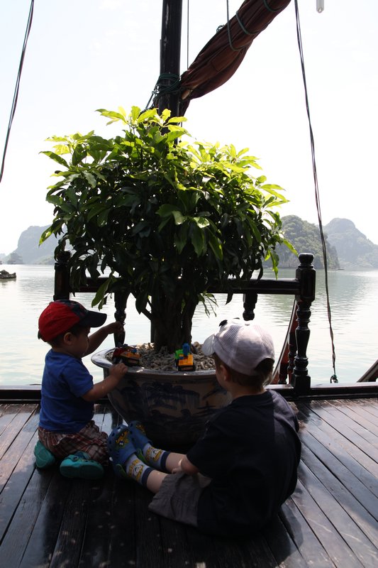 Playing on deck, Halong Bay