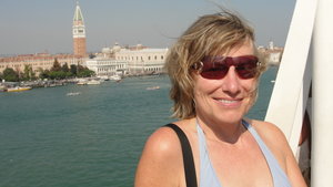 Jill in the Venice Harbour on our way out to sea
