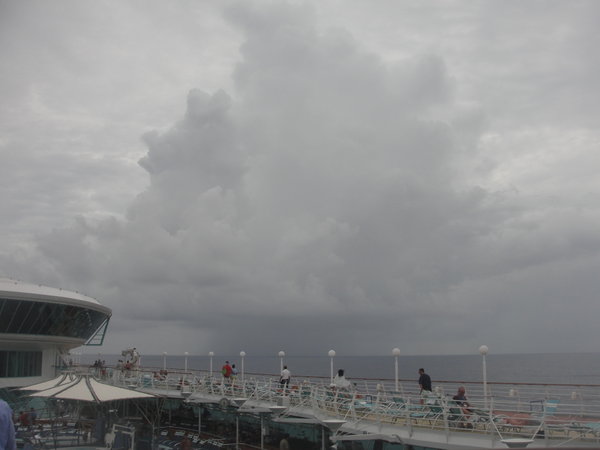 A storm cell developing to our stern