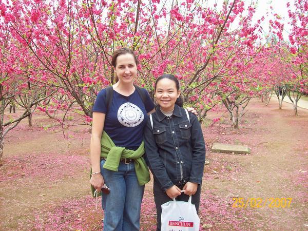 Lovely Lucy and I infront of Peach Blossoms