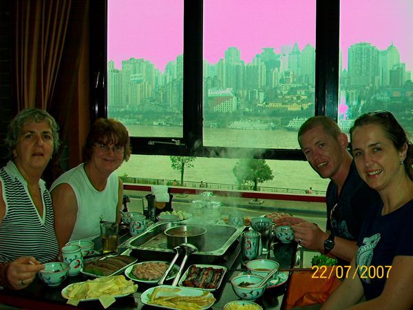 Spicy Hot Pot overlooking the city of Chongqing