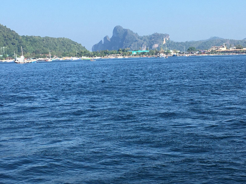 First glimpse of Phi Phi island from the ferry 
