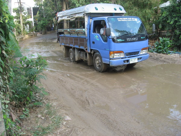 Muddy Road outside our first bungalow