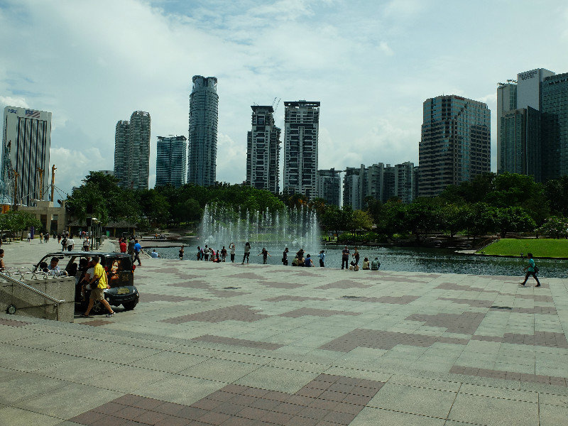 Fountains at the back of the towers