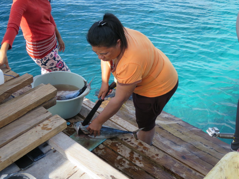 Preparing lunch at the end of the jetty