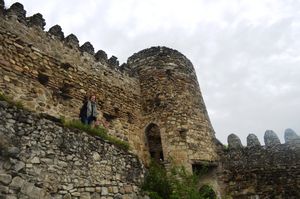 Climbing around the fortress of Ananuri.