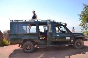 Mikaela in our safari jeep