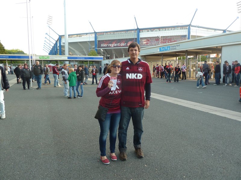 Ready with our tickets outside the Nuremberg football match