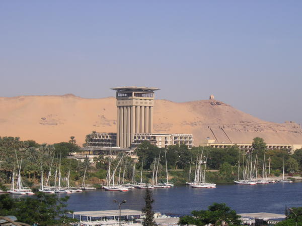 It may look like an airport tower but its the Four Season's restaurant in Aswan....