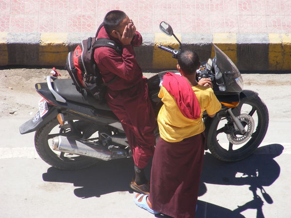 Even the local monks despair at the state of the Indian roads, not clever