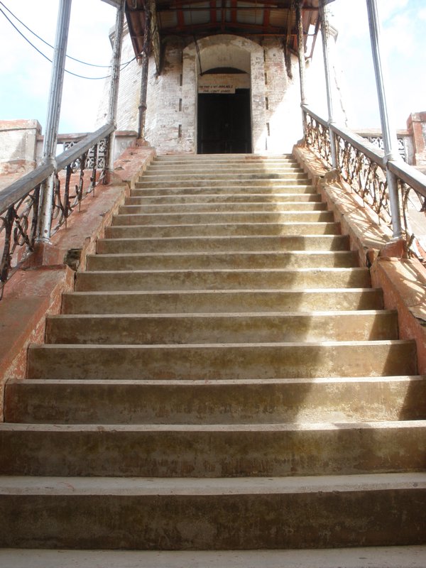 Steps leading to entrance of lighthouse which has been closed to the public