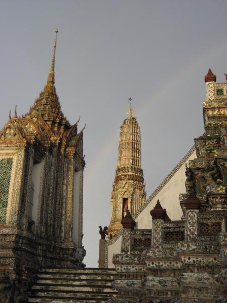 Rainbow at Wat Arun after heavy downpour