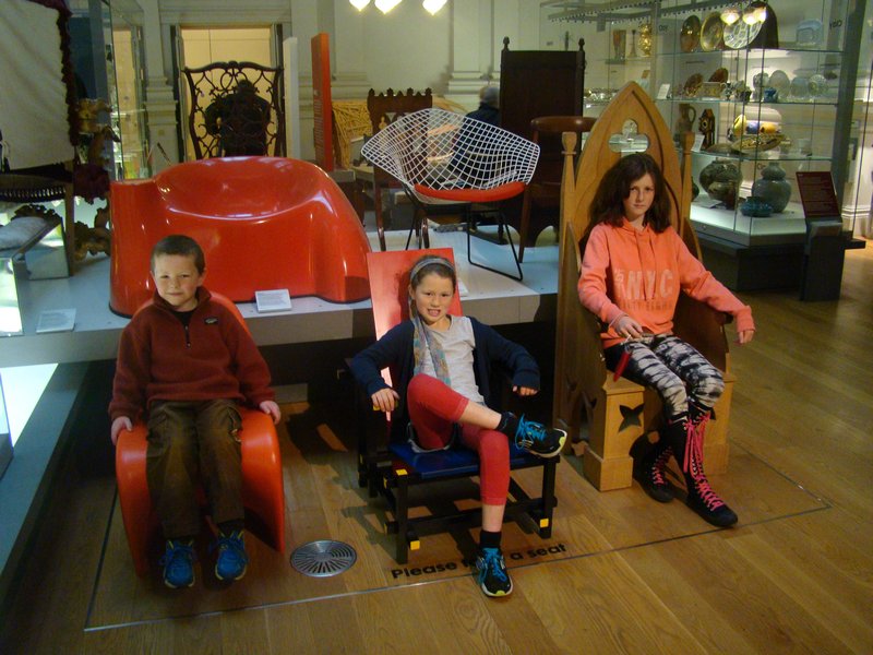 Testing the seats in The Manchester Art Gallery