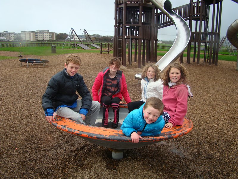 Kids in the Ayr Platground by the sea