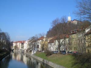 Ljubljanica River with the Castle floating above