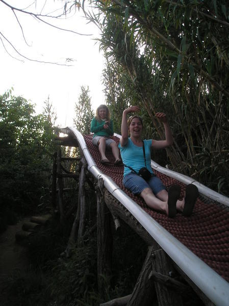 Kelsey and Elise on cool slide