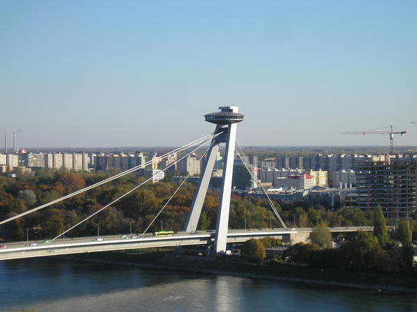 The half flying-saucer bridge over the Dunaj River