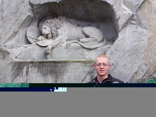 Tyler by the Lion Monument